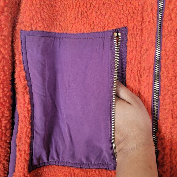 Free People Womens Rivington Sherpa Jacket Coat Size Small Red Outdoor Boho Fall - Picture 2 of 9